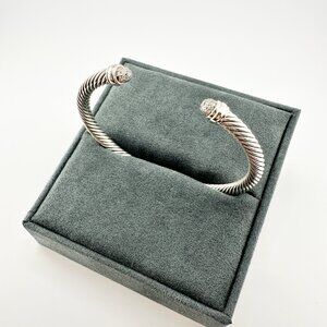 David Yurman Cable Classics Cuff Bracelet w/ Pavé White Diamonds - 5mm - Medium